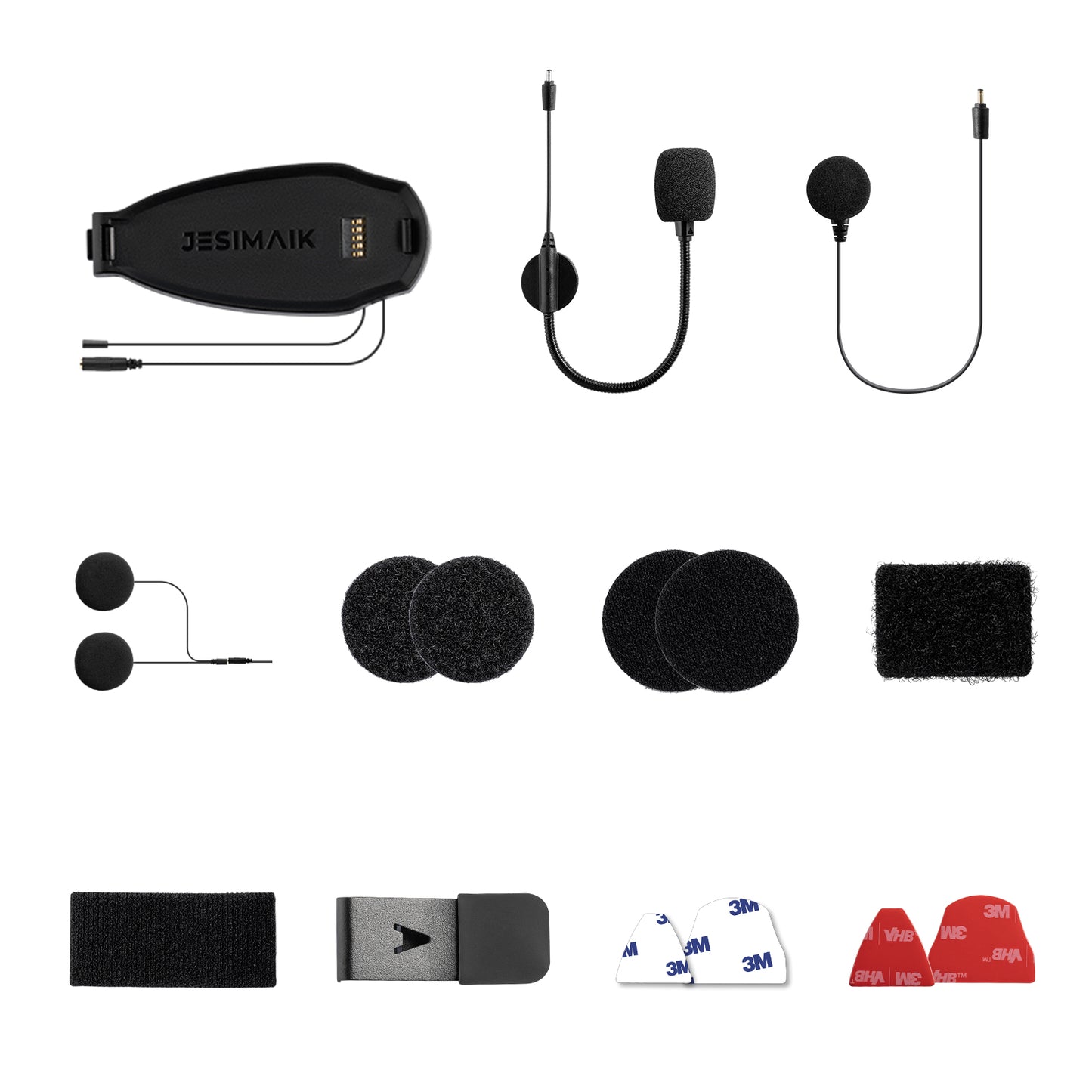JESIMAIK Motorcycle Helmet Bluetooth Headset, Magnet Helmet Communication System, 10 Riders Mesh Motorcycle Intercom, Multitasking Audio, Music Sharing, Universal Pairing, FM Radio, Black, (2Pack)