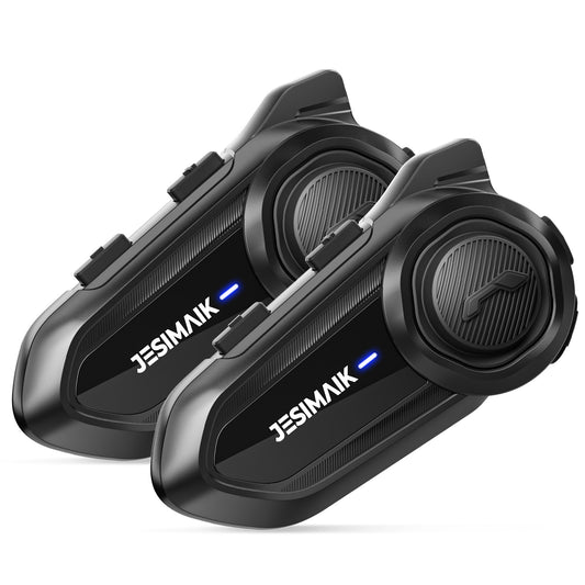 JESIMAIK Motorcycle Bluetooth Headset,2 Way Helmet Intercom Communication System, CVC8.0 Noise Cancellation Motorcycle Intercom with 2 Mics&40mm Speaker,Music Sharing, IP67 Waterproof, FM Radio(2Pack)
