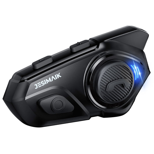 JESIMAIK Motorcycle Helmet Bluetooth Headset, 10 Way 2KM Helmet Communication System, Multitasking Audio Motorcycle Intercom, 2 Mics&40mm Speaker (1 Pack)