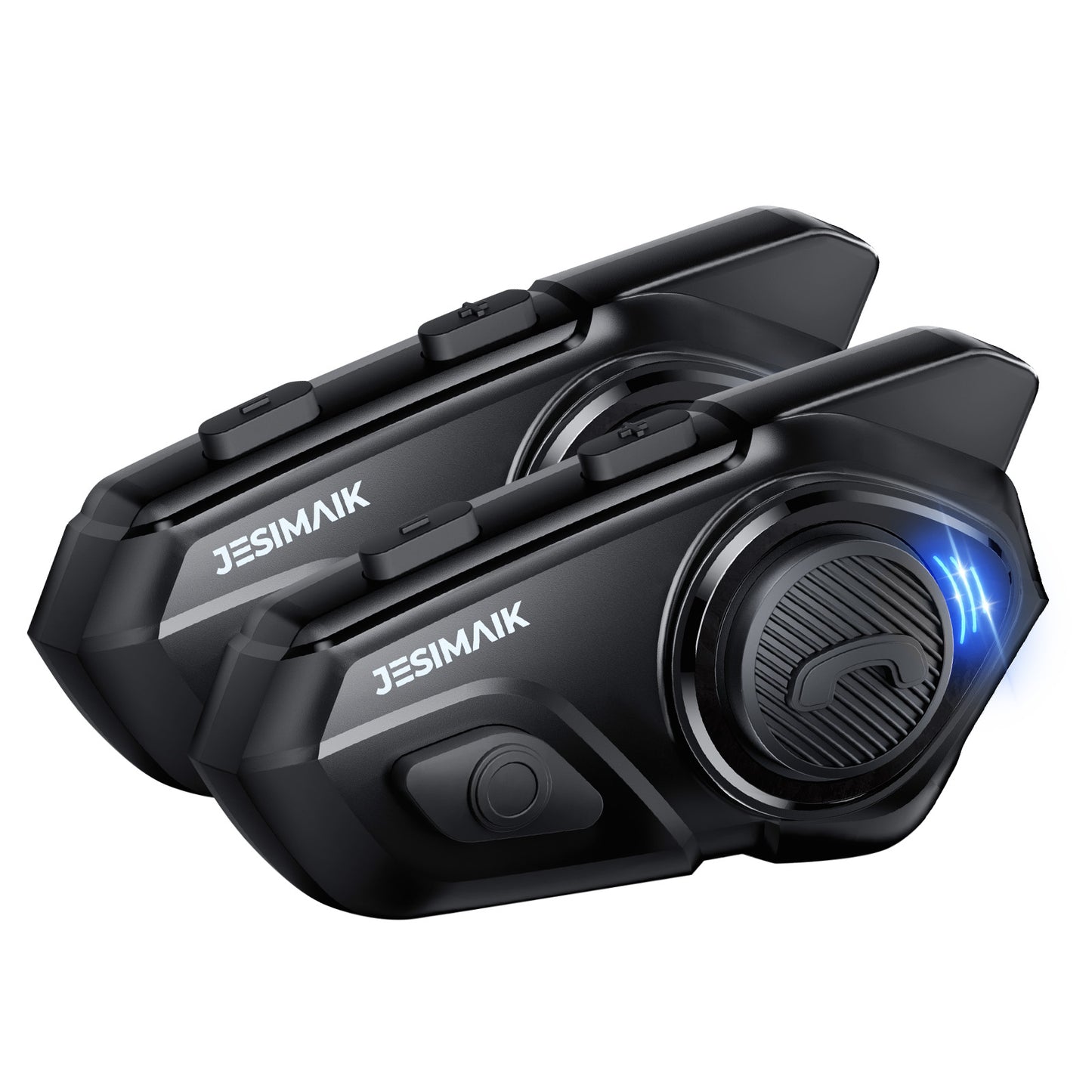 JESIMAIK Motorcycle Helmet Bluetooth Headset, 10 Way 2KM Helmet Communication System, Multitasking Audio Motorcycle Intercom, 2 Mics&40mm Speaker (2 Pack)